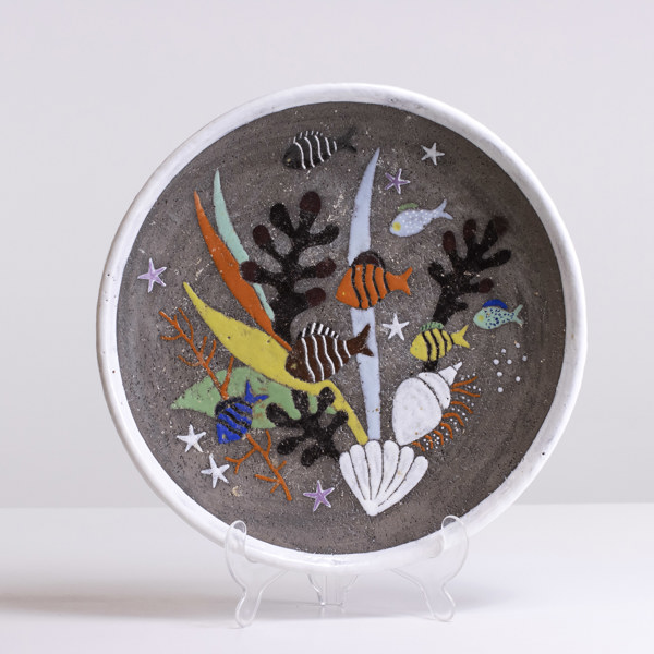 Anna-Lisa Thomson, stort fat, "Spectra", Upsala Ekeby, diameter 46 cm