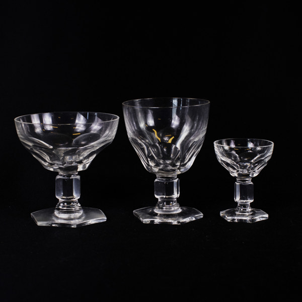 Glasservis, 30 delar, slipade glas, 1900-talets mitt