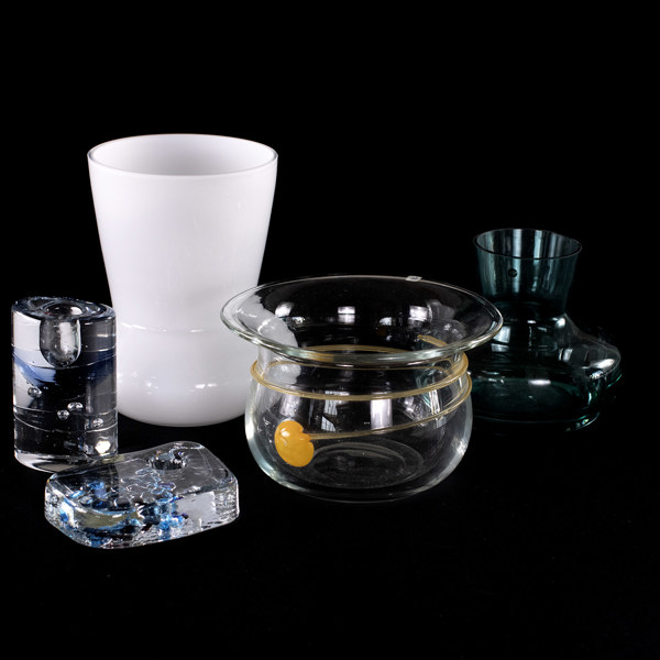 Vaser, ljusstakar, 5 st, bl a Iittala, Seda, Bo Borgström