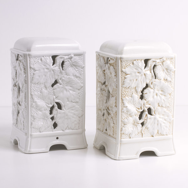 Lampfötter, parti, 9 st, vitglaserad keramik