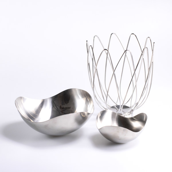 Georg Jensen, skålar, 3 st, rostfritt stål, höjd 27 cm och mindre