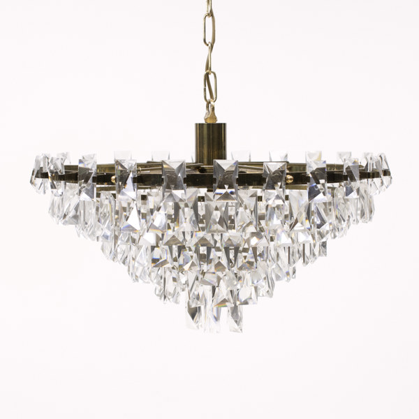 Kristallkrona, gulmetall och prismor, Ø 45 cm