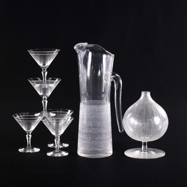 Bengt Orup, glasservis, 7 delar, "Stripe", Johansfors