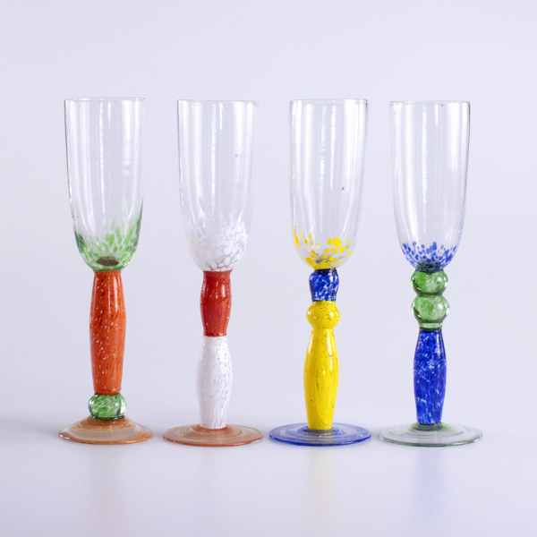 Champagneglas, 12 st, flerfärgade, höjd 23,5 cm