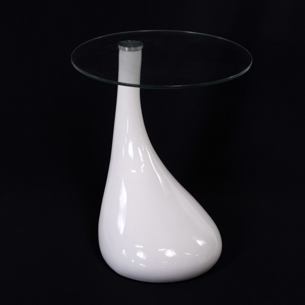 Sidobord med glasskiva, höjd 54 cm, diameter 44 cm