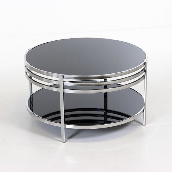 Soffbord, glas/metall, 2000-tal, Ø 92 cm