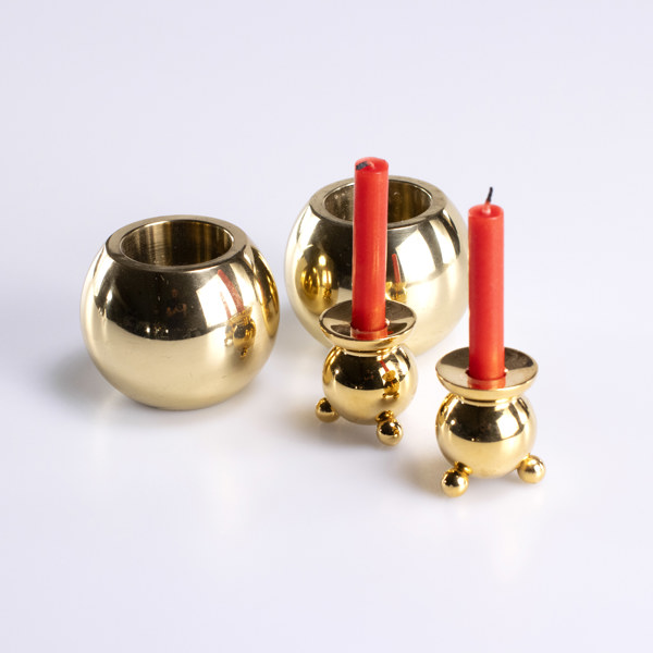 Ljusstakar, två par, mässing, bl a Asmussen Design, Danmark