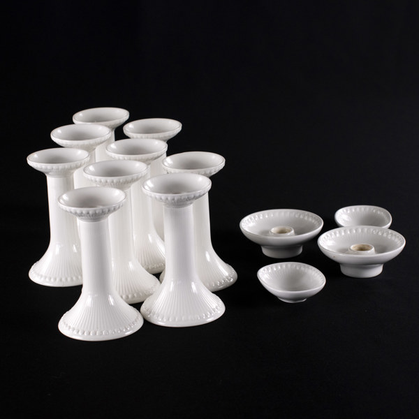Hertha Bengtson, ljusstakar/skålar, 13 delar, "Tiara", Rörstrand
