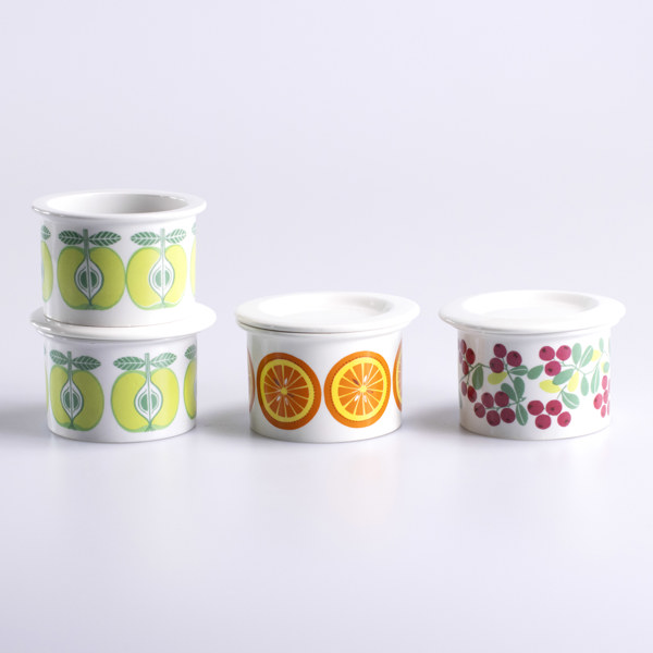 Raija Uosikkinen, marmeladburkar, 4 st, Arabia, höjd 6,5 cm