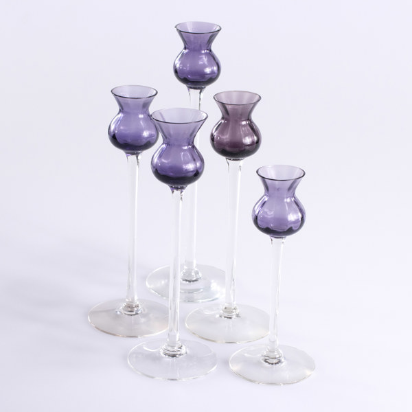 Ljusstakar, 5 st, glas, Hovmantorp, höjd 26 cm och mindre