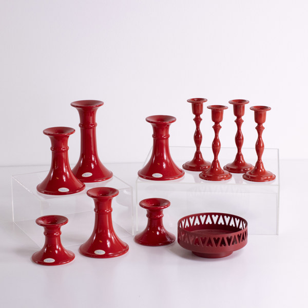 Ljusstakar, 11 st, keramik/metall, bl a design Lisa Larson