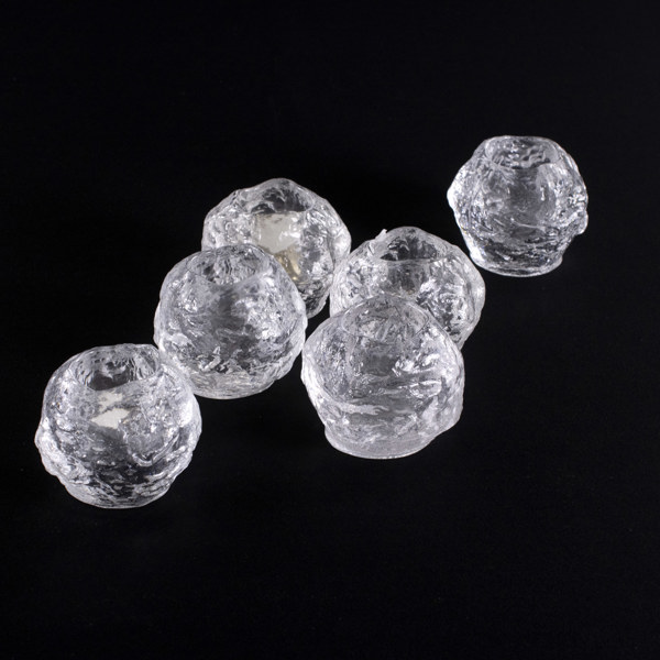 Ljuslyktor, 6 st, "Snöboll", Orrefors