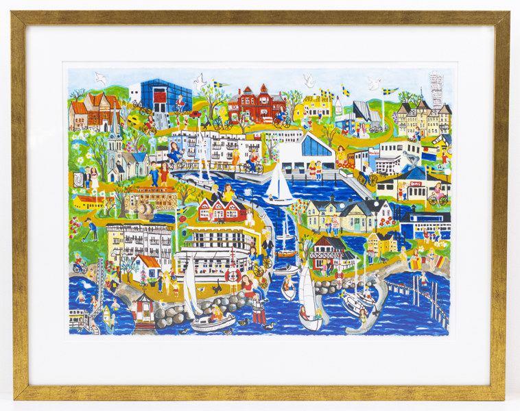 Gunilla Mann, litografi, 84/290, signerad, 76x60 cm