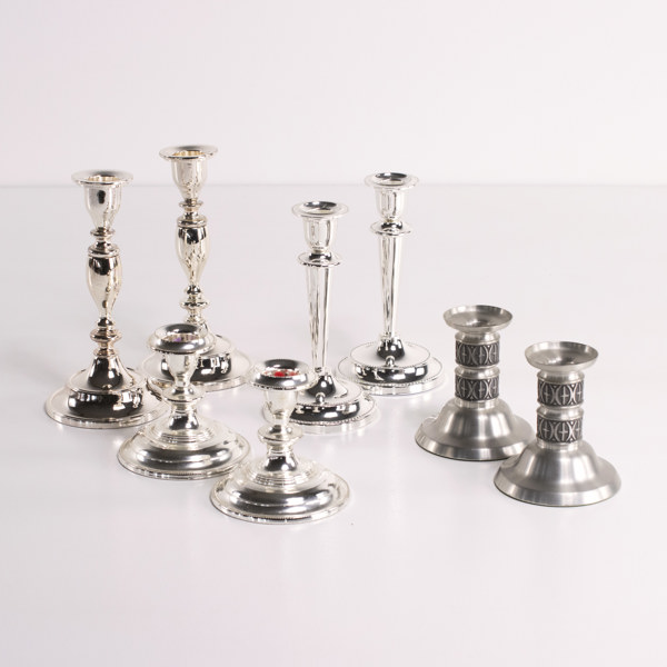 Ljusstakar, 4 par, högsta 19,5 cm