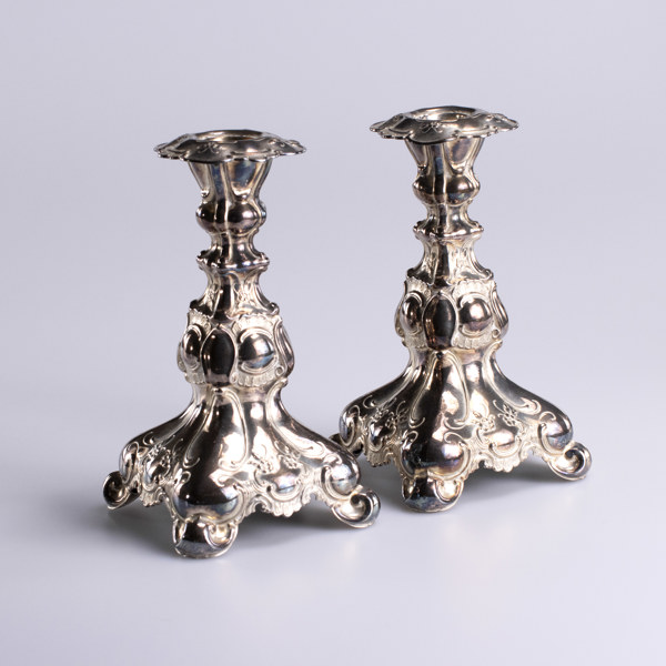 Ljusstakar, ett par, barockstil, nysilver, höjd 19,5 cm