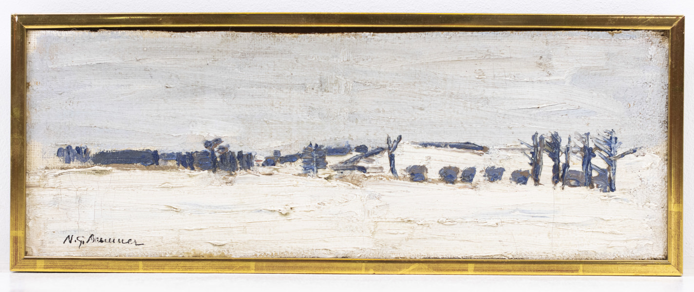 Nils-Göran Brunner, olja på duk, signerad, 48x18 cm