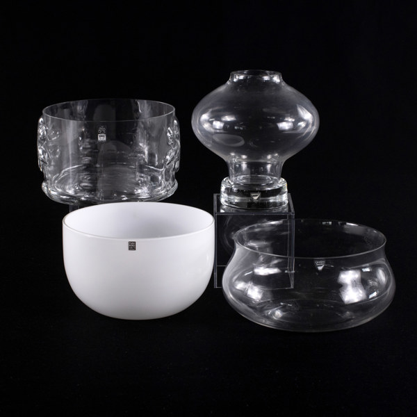 Skålar, ljuslykta, 4 st, Orrefors, Riihimäen Lasi