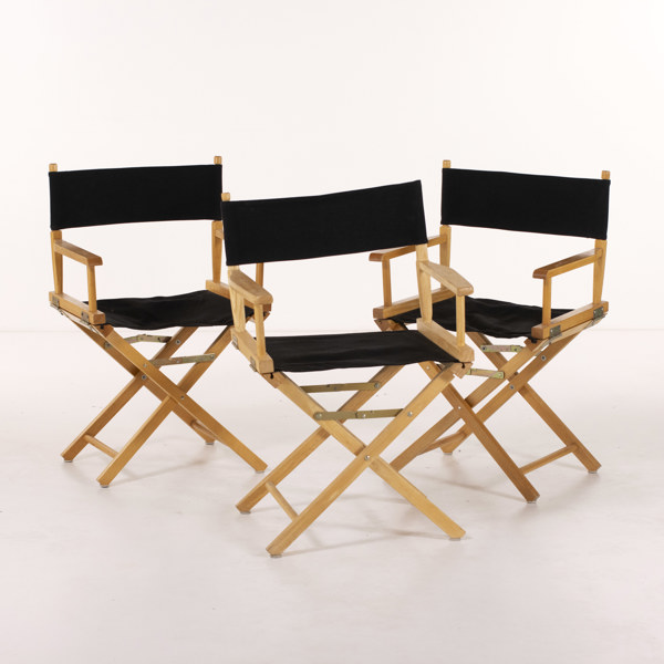 Regissörsstolar, 3 st, björk/textil, 1900-tal