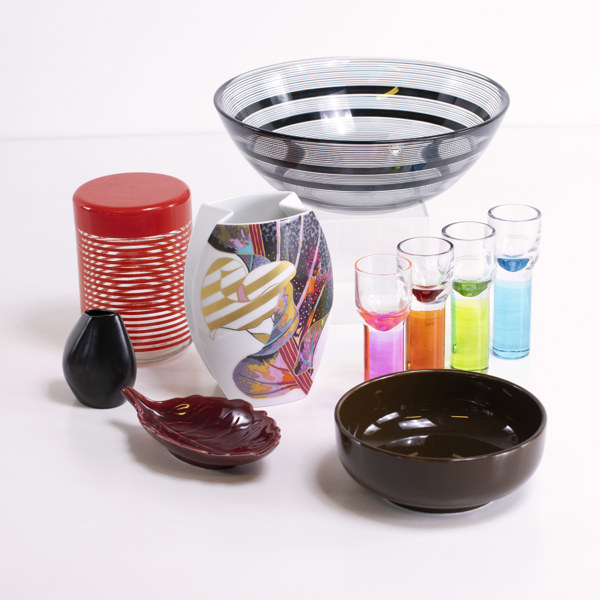 Vaser, skålar, glas, 10 delar, bl a Orrefors, Gefle, Rosenthal