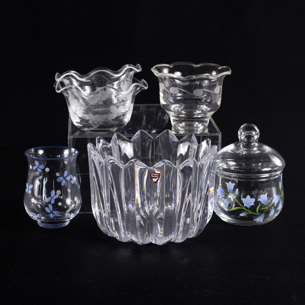 Skålar, 6 st, bl a Orrefors, högsta 11 cm