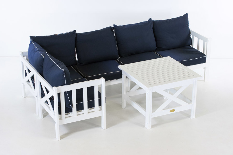 Trädgårdsgrupp, 6 delar, med dynor, trä, Hillerstorp