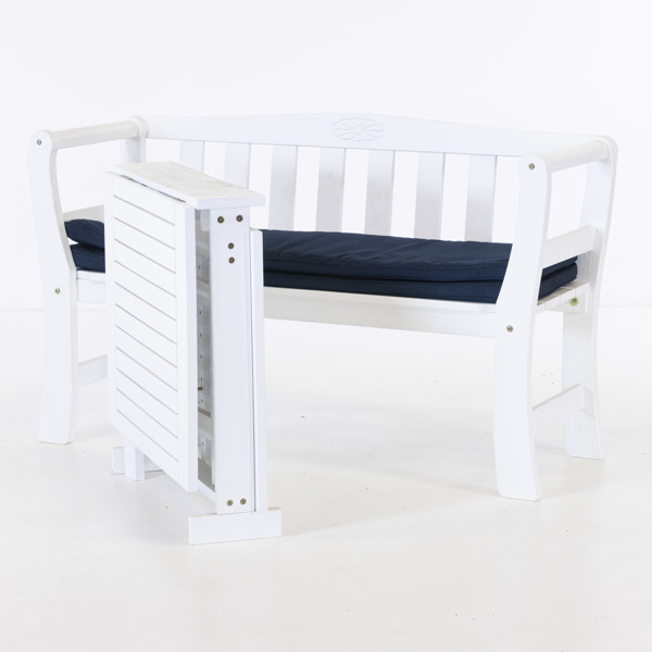 Trädgårdssoffa med bord, med dyna, trä, Hillerstorp