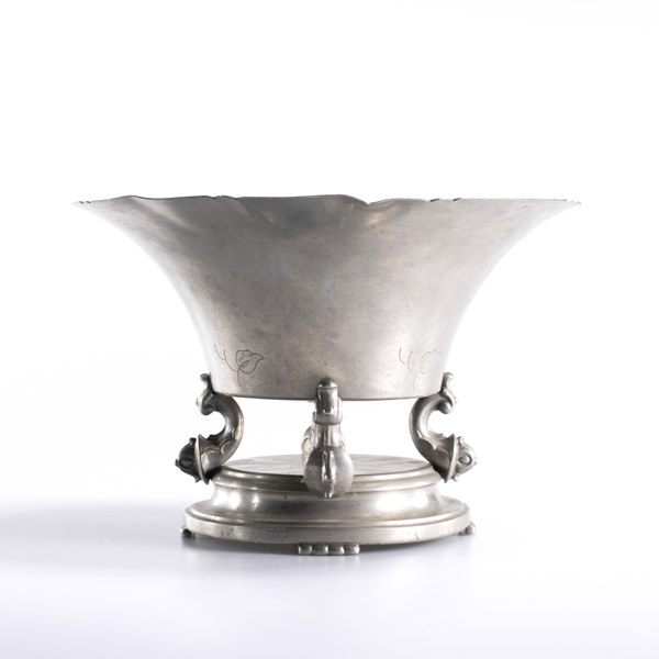 Skål, tenn, diameter 28 cm, höjd 19 cm