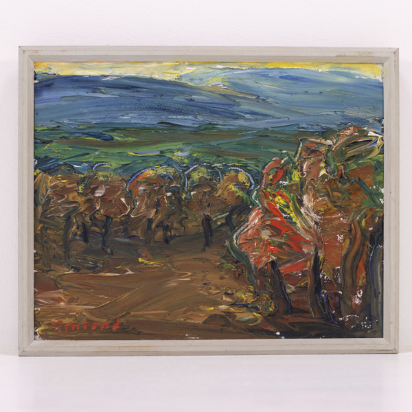 Einar Emland, olja på pannå, "Höst i fjällandskap", signerad