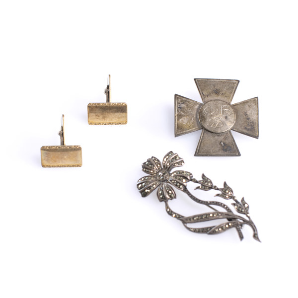 Broscher, manschettknappar, 4 delar, silver