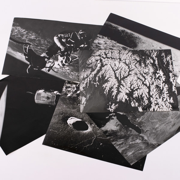 Fotografier, 6 st, bl a rymden, månen, storlek 41x51 cm