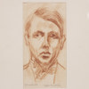 Sigfrid Bengtsson, rödkrita, självporträtt, signerad