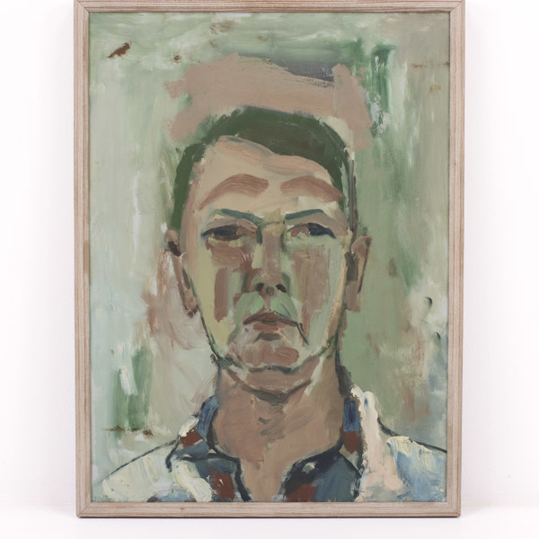 Sigfrid Bengtsson, olja på pannå, "Självporträtt", signerad á tergo, daterad -44