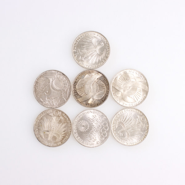 Mynt, 7 st, silver, Tyskland