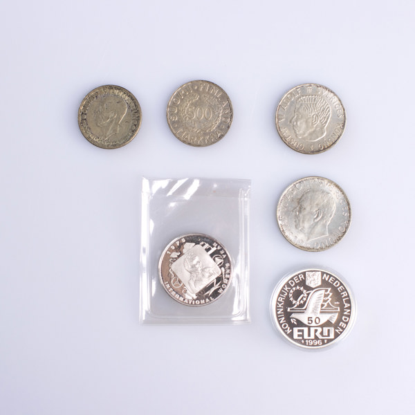 Mynt, 5 st, silver, bl a 50 euro, 1996