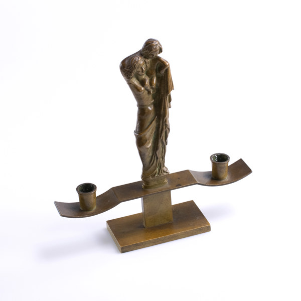 Oscar Antonsson, ljusstake, brons, Athena, höjd 28,5 cm