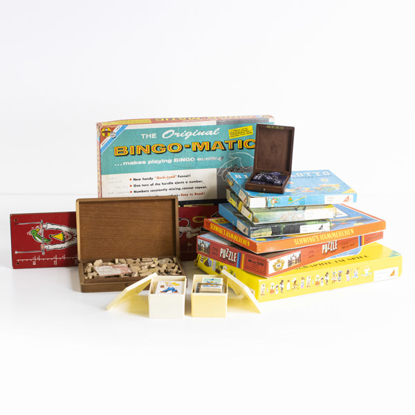 Sällskapsspel, pussel, bl a "Bingo-Matic"