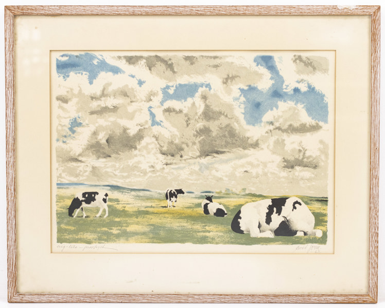 Arvid Jorm, litografi, provtryck, signerad