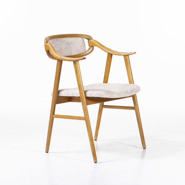 Karmstol, ek/textil, 60-tal