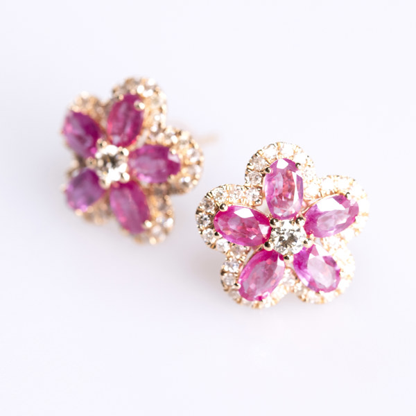 Örhängen, 18k, diamanter, rubiner