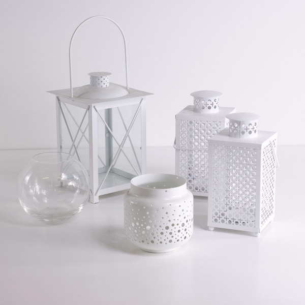 Ljuslyktor, 5 st, högsta 46 cm