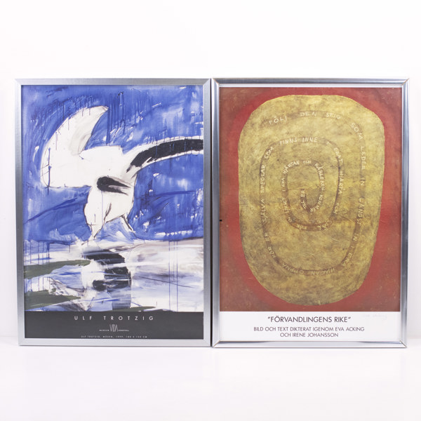 Utställningsaffischer, 2 st, bl a Ulf Trotzig, 52x73 cm
