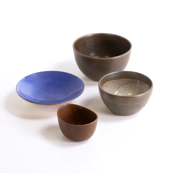 Skålar, 4 st, stengods, bl a Gefle, Elsi Borelius