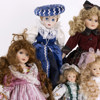 Porslinsdockor, 6 st, höjd 39 cm och mindre