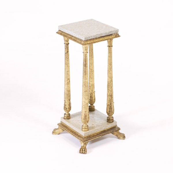 Piedestal, trä/stenskiva, höjd 70 cm