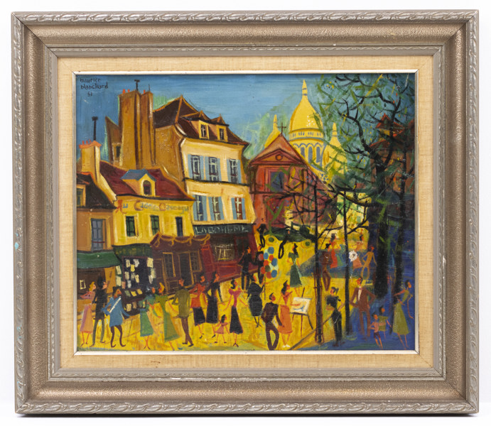 Maurice Blanchard, olja på duk, motiv från Paris med Sacre Coeur, signerad