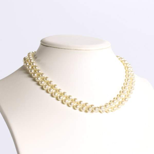 Pärlcollier, odlade pärlor, silverlås, längd 85 cm