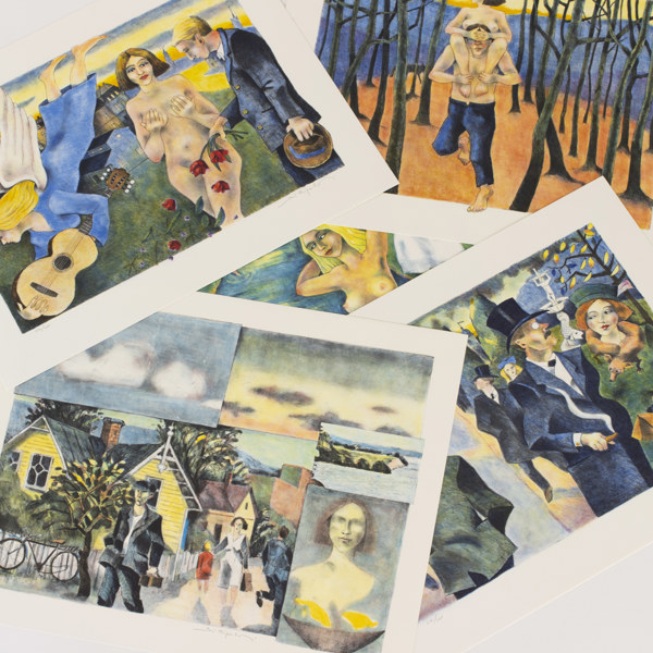 Jussi Taipaleenmäki, litografier, 5 st, lösa blad, signerade, numrerade