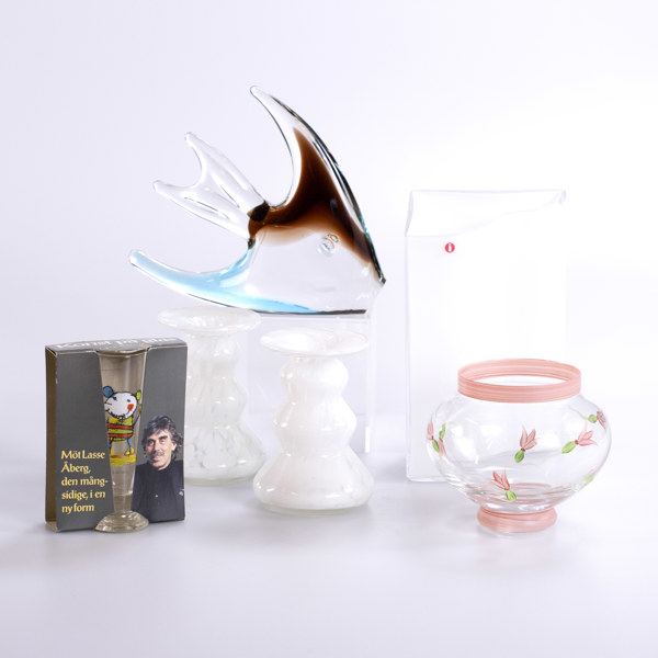 Glasföremål, 6 st, bl a Iittala, Ulrica Hydman-Vallien