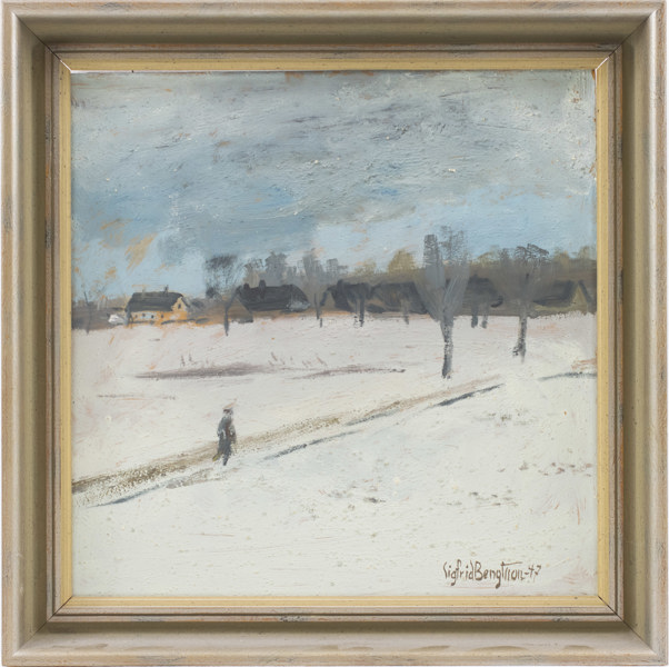 Sigfrid Bengtsson, olja på pannå, signerad, 56,5x55,5 cm