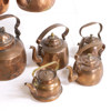 Kopparkannor, 11 delar, 18/1900-tal, höjd 24 cm och mindre